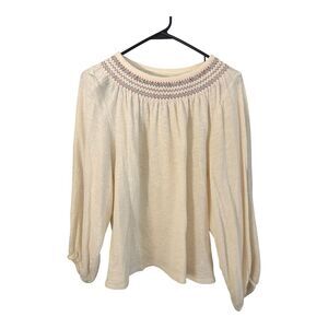 Madewell Superlight Jaquard Embroidered Smocked Top Bright Ivory Medium